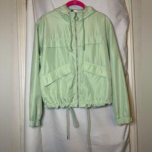 Divided by H&M Light Mint Green Zip Up Windbreaker w/ Snap Buttons & Hood Size S